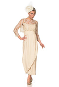Tulip Style Dress with Wrap Skirt and Lace Top with Sleeves