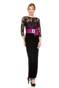 Modern Longline Skirt and Black Lace Top with Pink Bodice and Belt