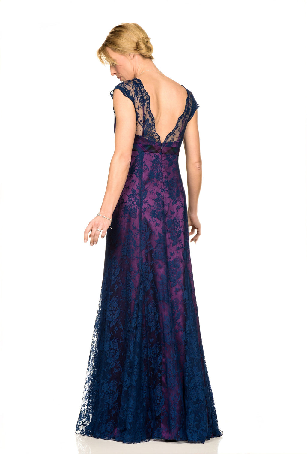 Tartan Pink fitted Dress with Purple Lace Overlay and Tartan Trim Belt