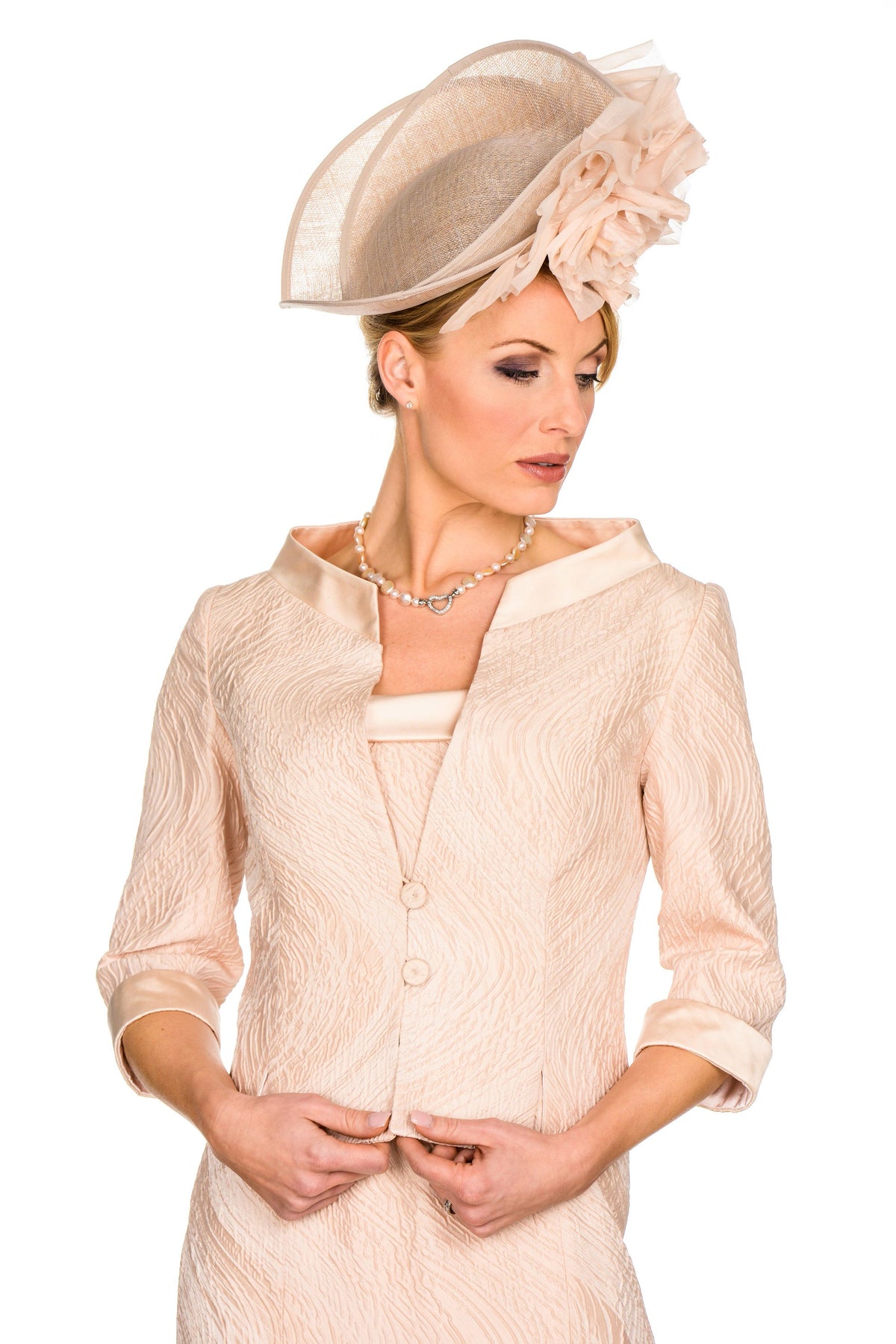 Sophisticated Dress and Open Collar Tailored Jacket in Jacquard