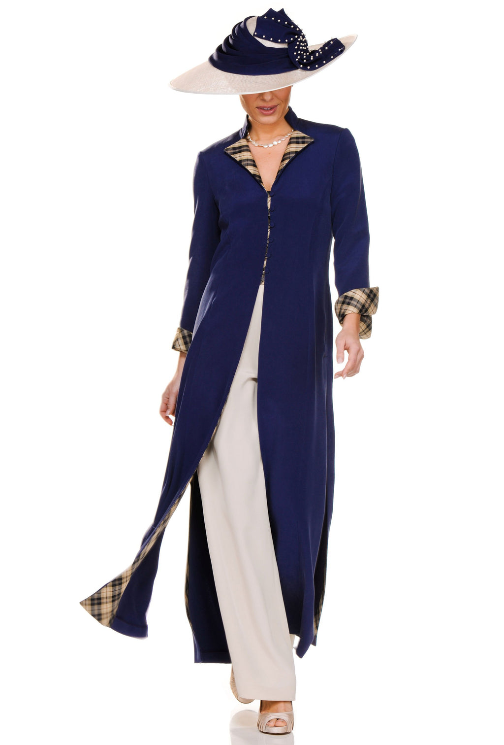 Tartan Collection Elegant Tartan Coat with Trouser Suit