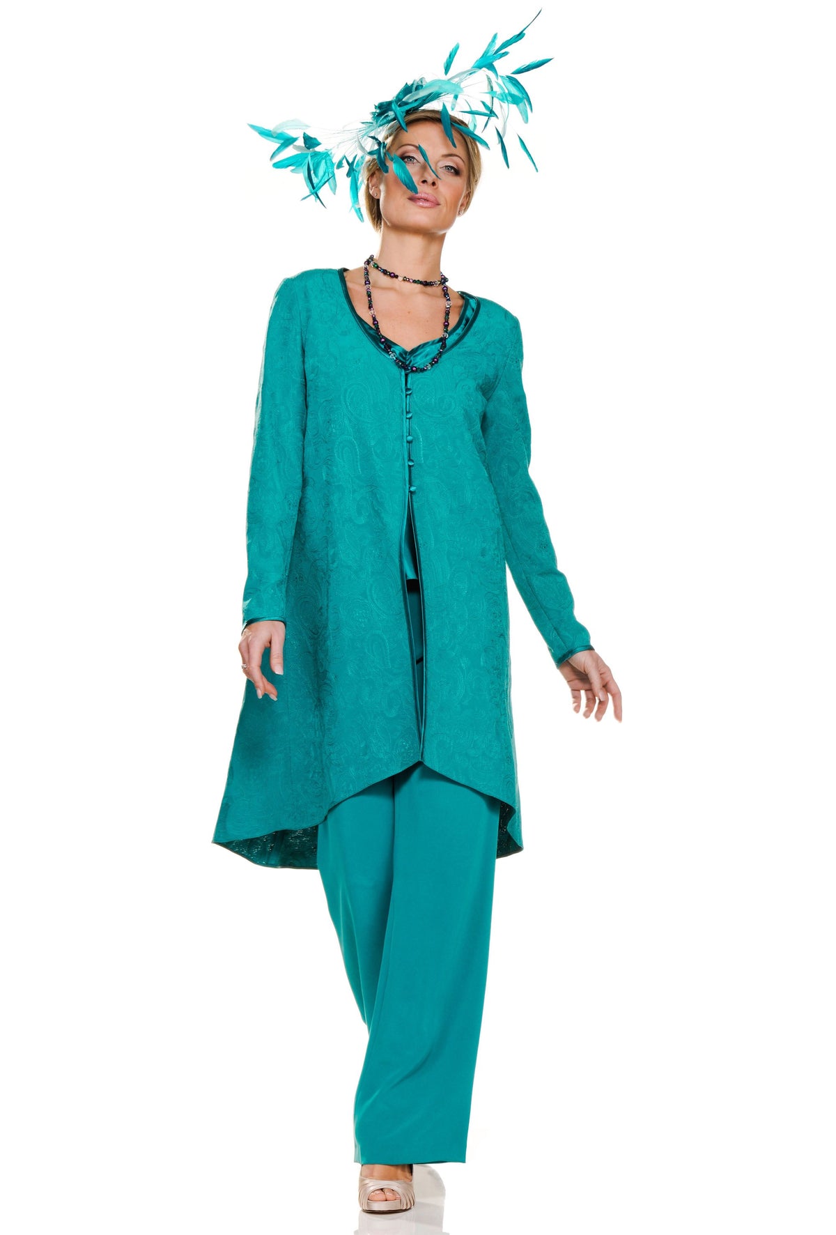 Modern Embroidered Coat and Trouser Outfit