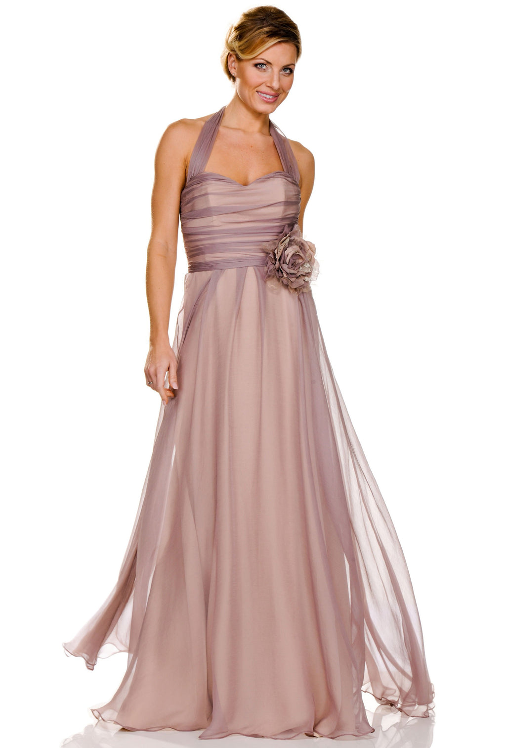 ARCHIVE SALE - Mother of the Bride Blush Pink Elegant Organza Dress with Rose Waist Detail - Size 10