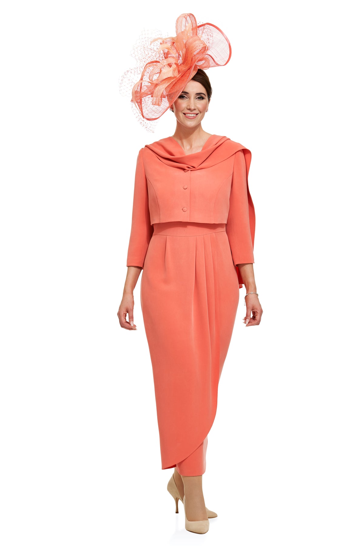 Occasion Wear - Cropped Jacket over Tulip Dress and Wrap