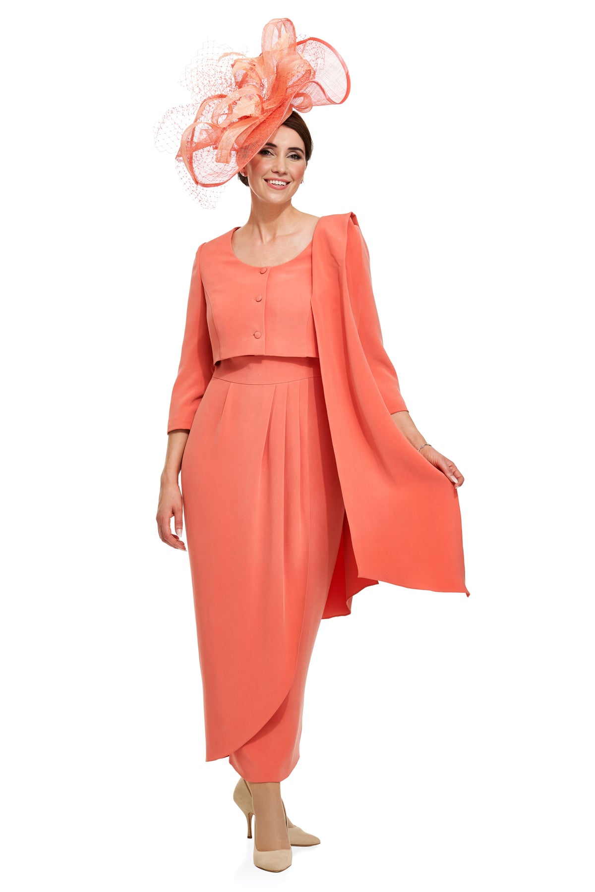 Occasion Wear - Cropped Jacket over Tulip Dress and Wrap