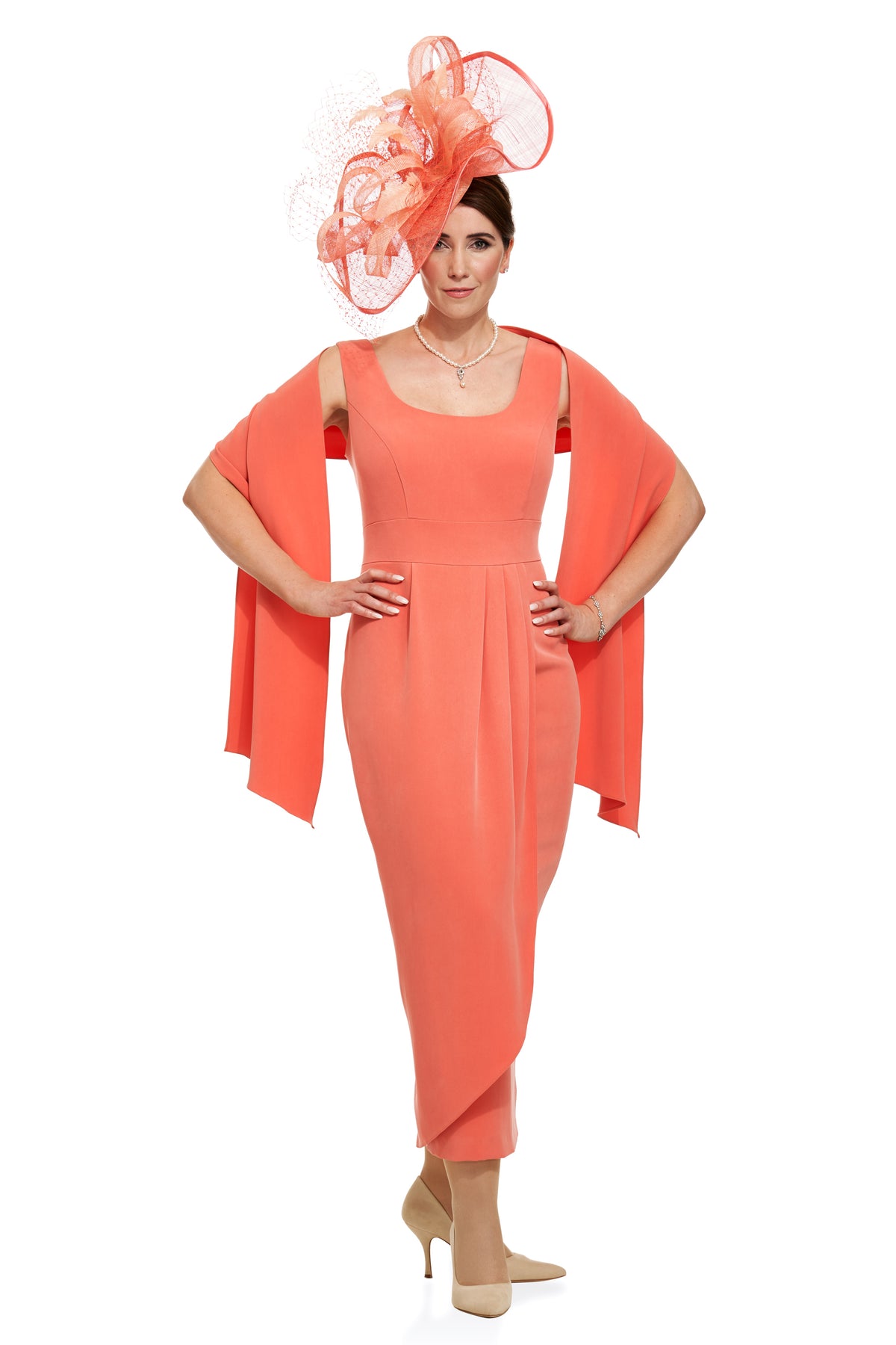 Occasion Wear - Cropped Jacket over Tulip Dress and Wrap