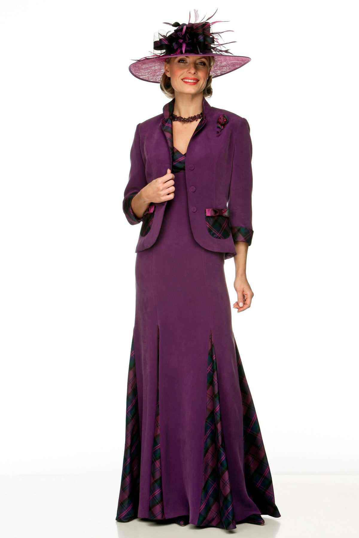 Dress and Jacket with Tartan Detail