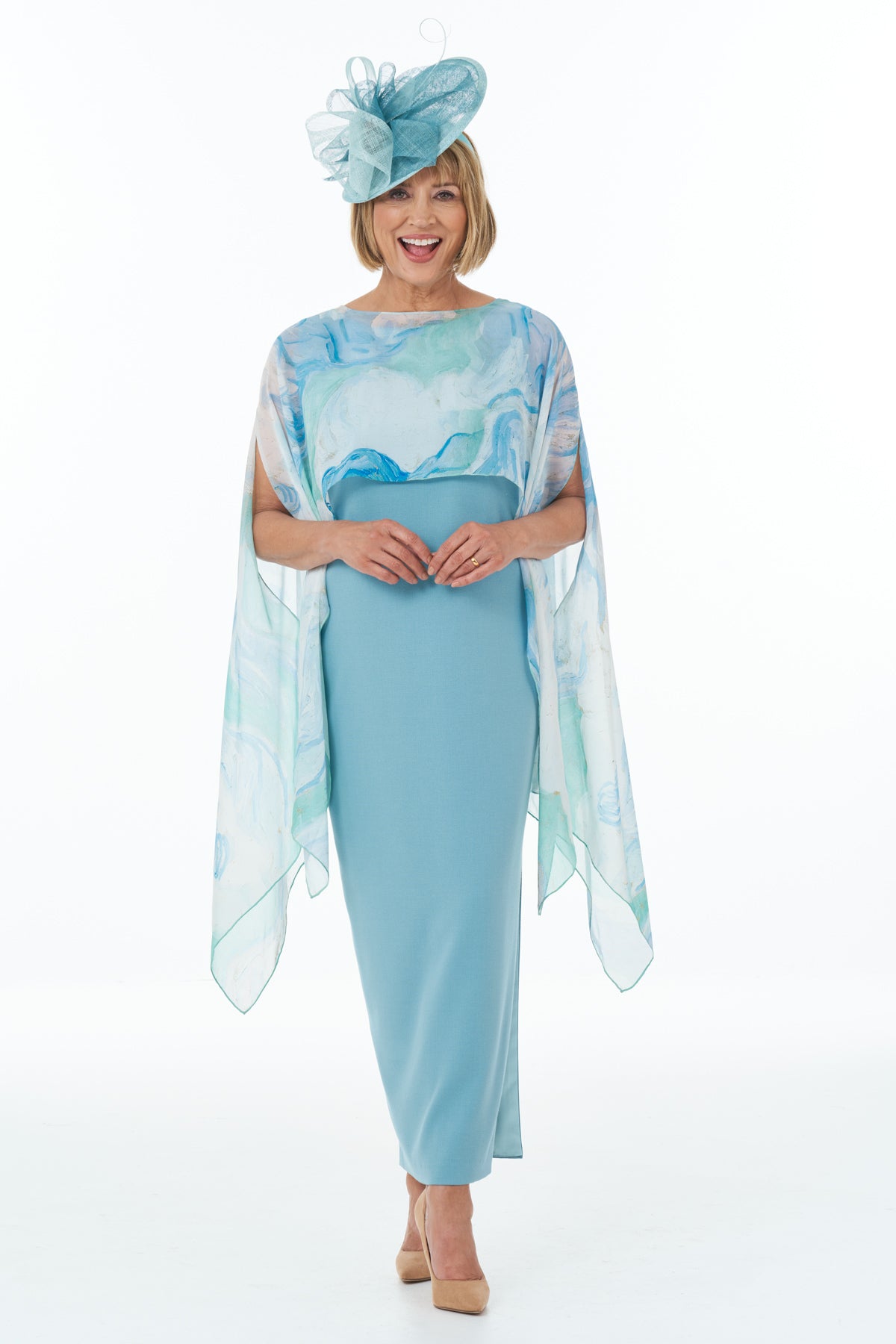 Long Side Slit Dress in Duck Egg