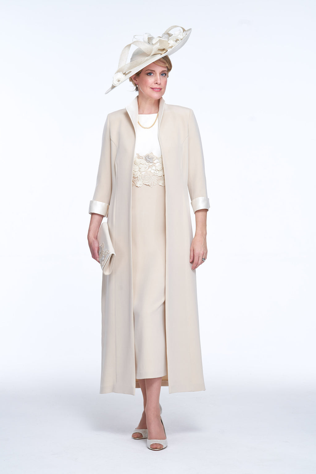 Occasion Wear - Elegant Coat and Dress with Guipure Detail