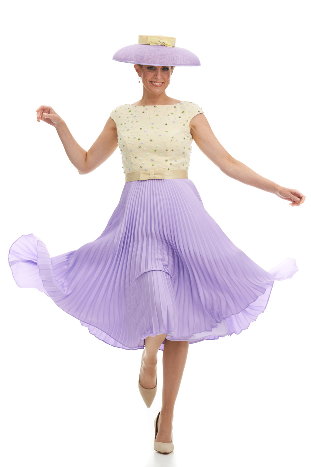 Flirty and Flattering Tulle Embroidered Pleated Dress