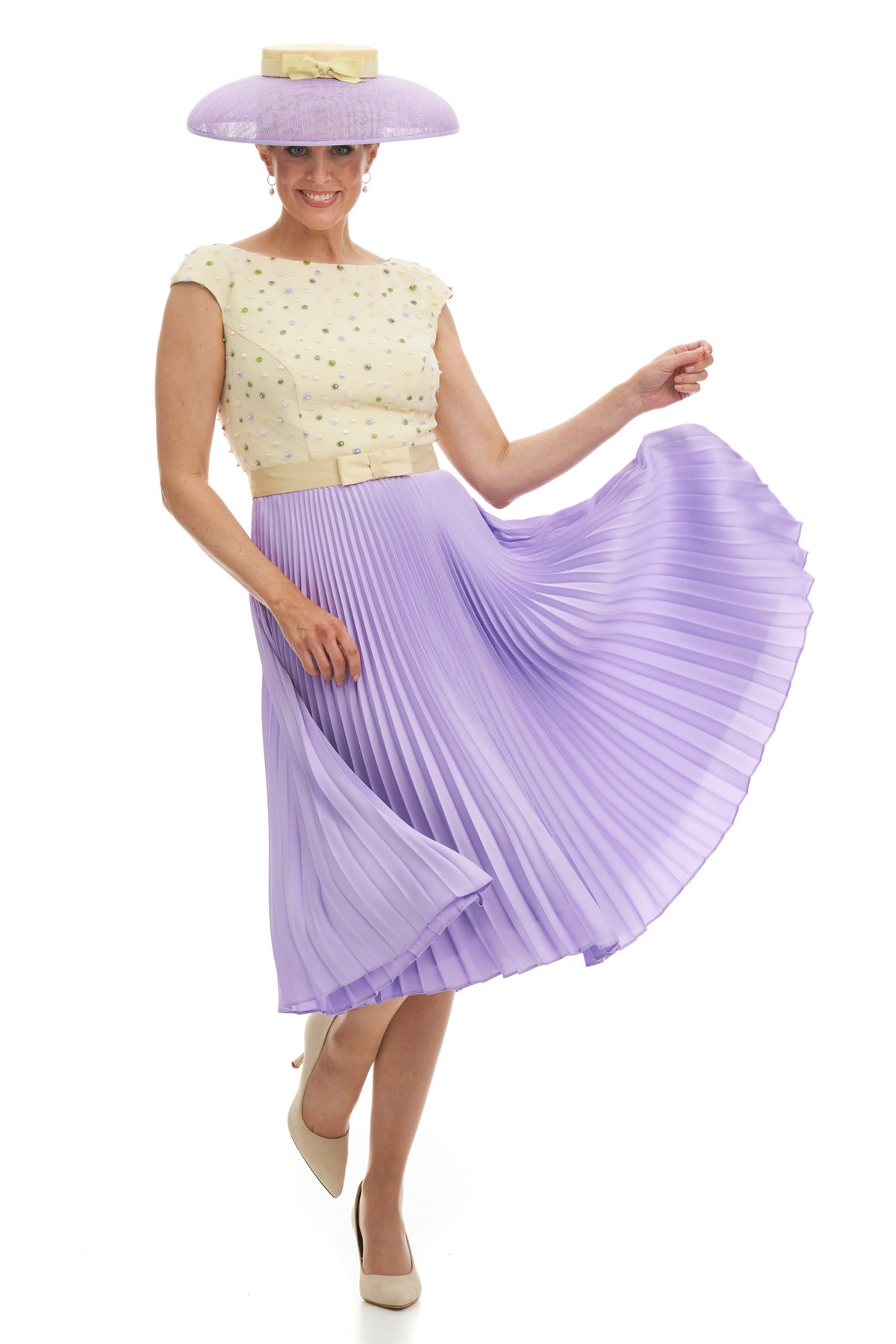 Occasion Wear - Flirty and Flattering Tulle Embroidered Pleated Dress
