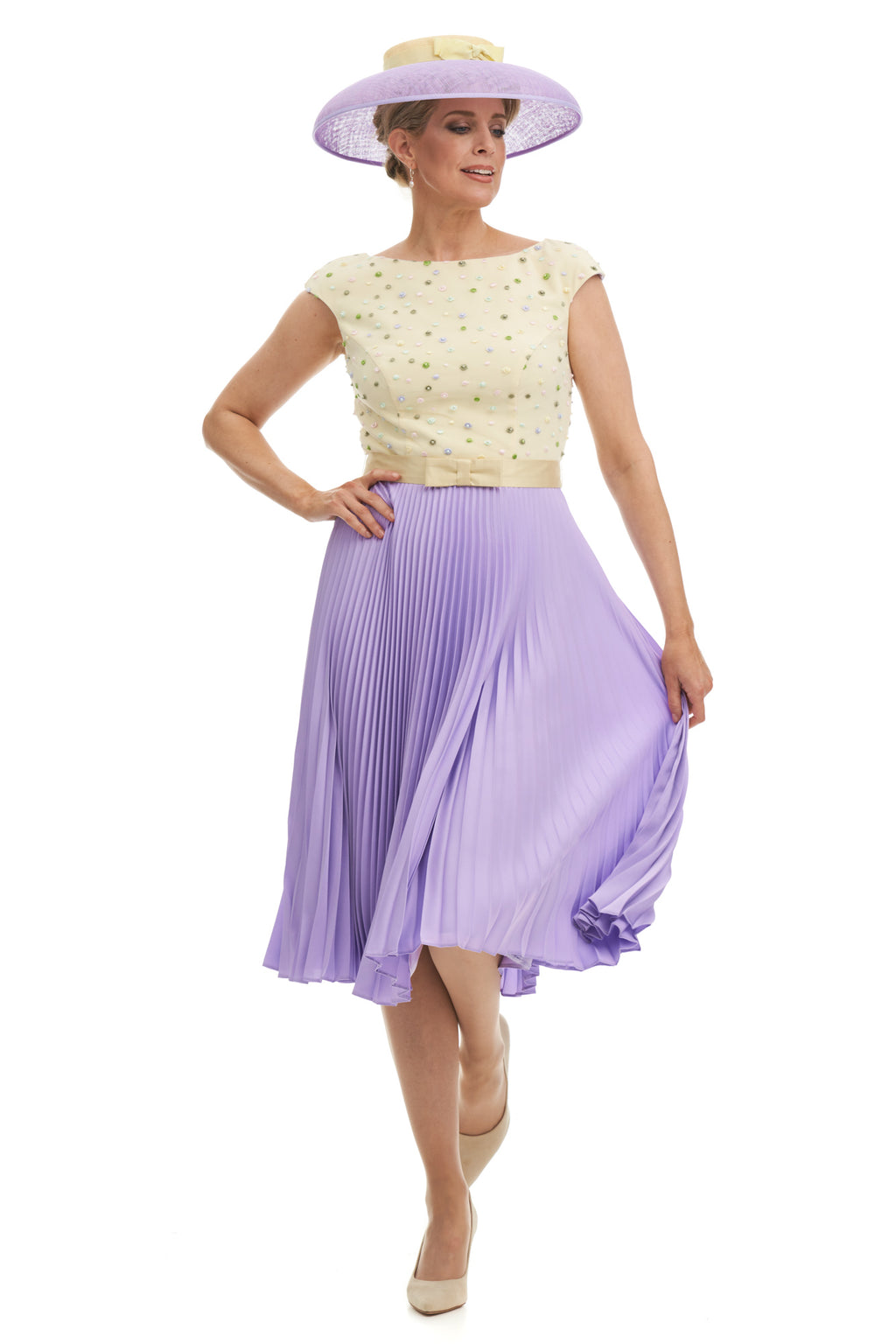 Occasion Wear - Flirty and Flattering Tulle Embroidered Pleated Dress