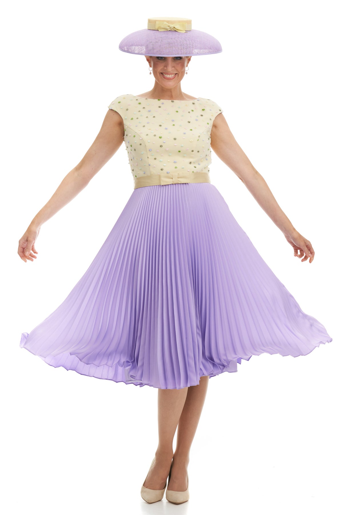 Occasion Wear - Flirty and Flattering Tulle Embroidered Pleated Dress