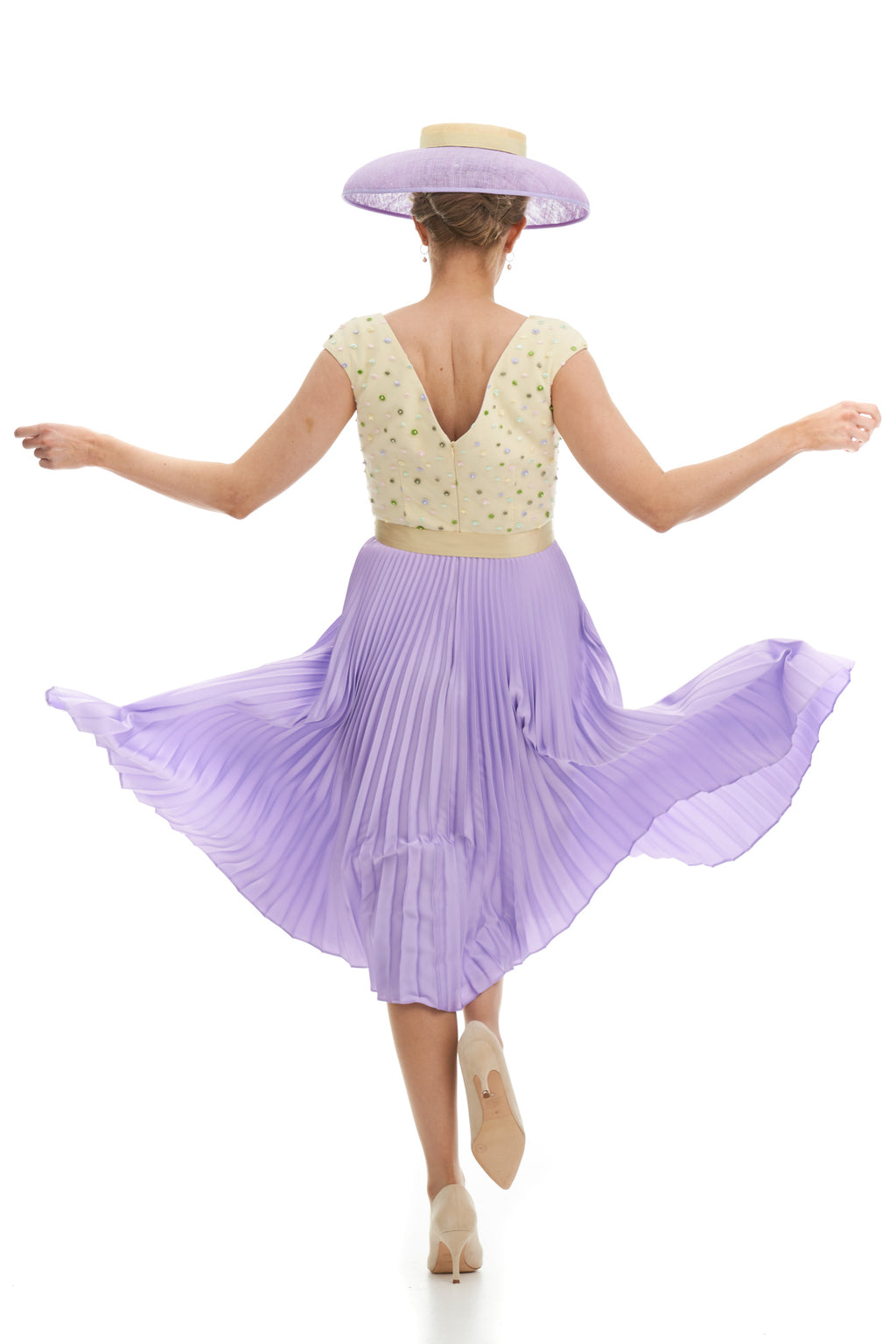 Occasion Wear - Flirty and Flattering Tulle Embroidered Pleated Dress