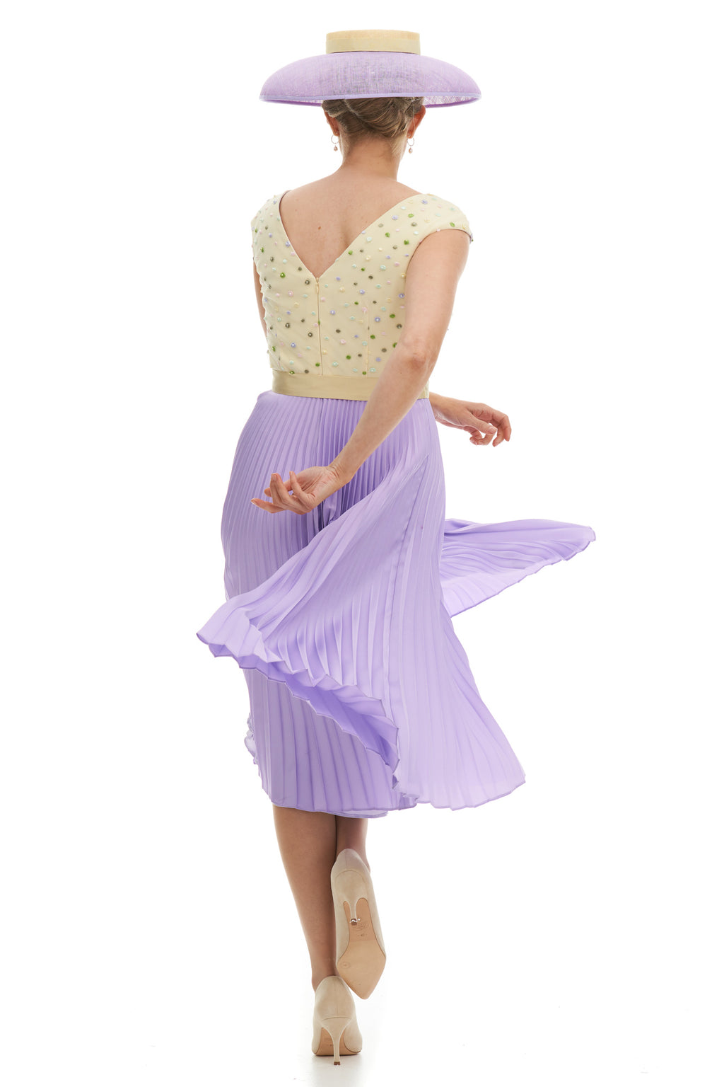 Occasion Wear - Flirty and Flattering Tulle Embroidered Pleated Dress