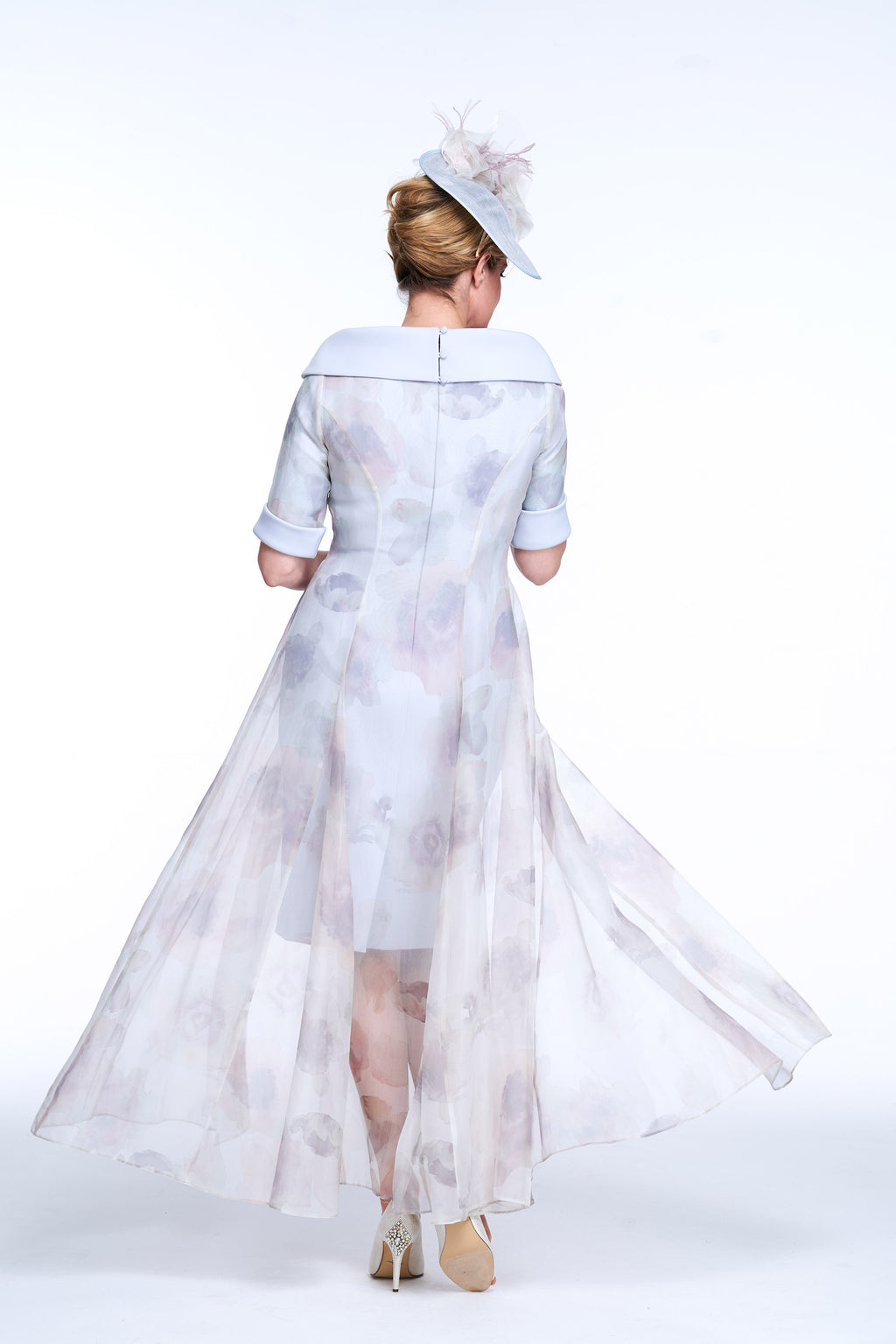 Occasion Wear - Floral Print Organza Coat and Fitted Dress