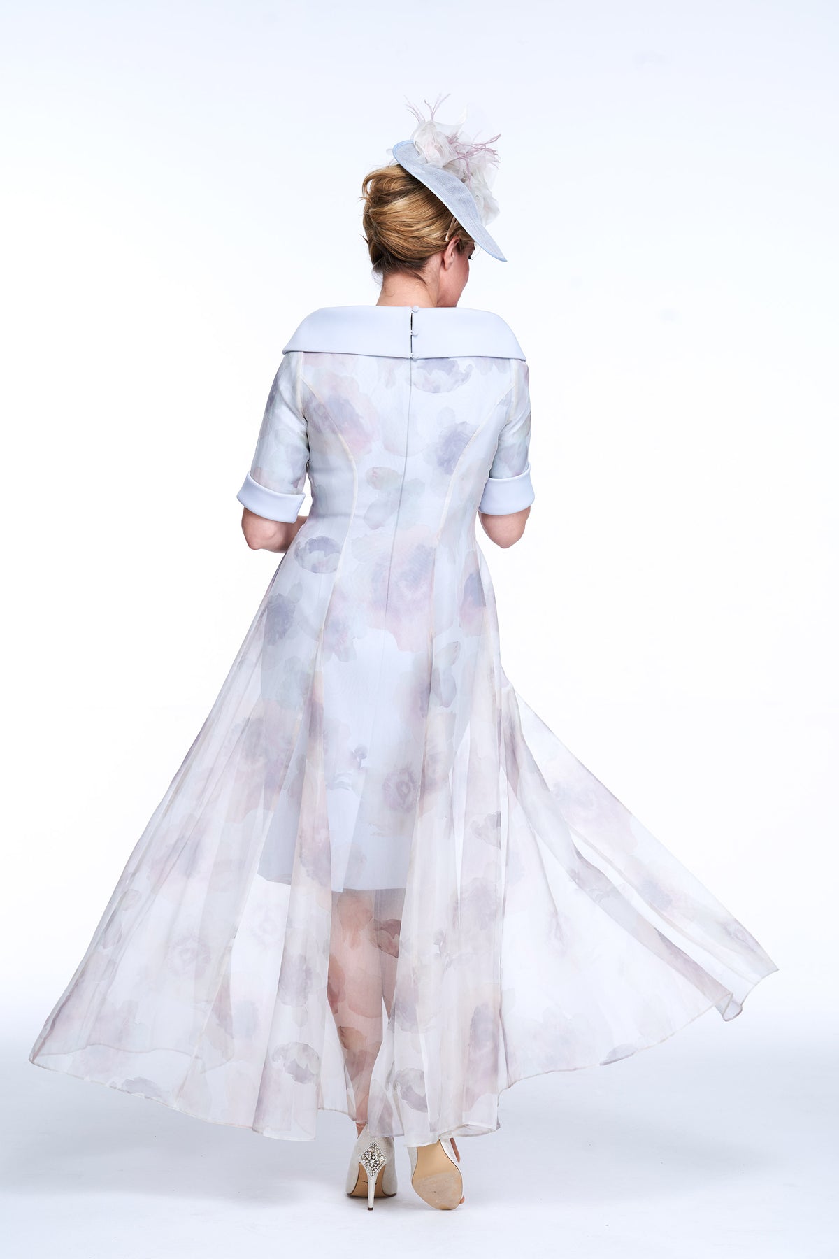 Occasion Wear - Floral Print Organza Coat and Fitted Dress