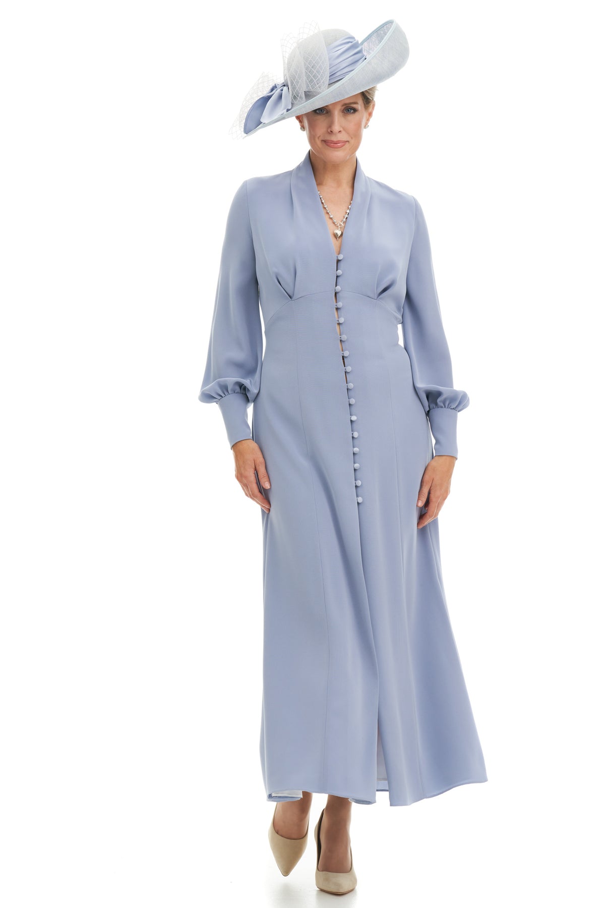 Occasion Wear - Forties Style Elegant Tea Length Button Front Dress