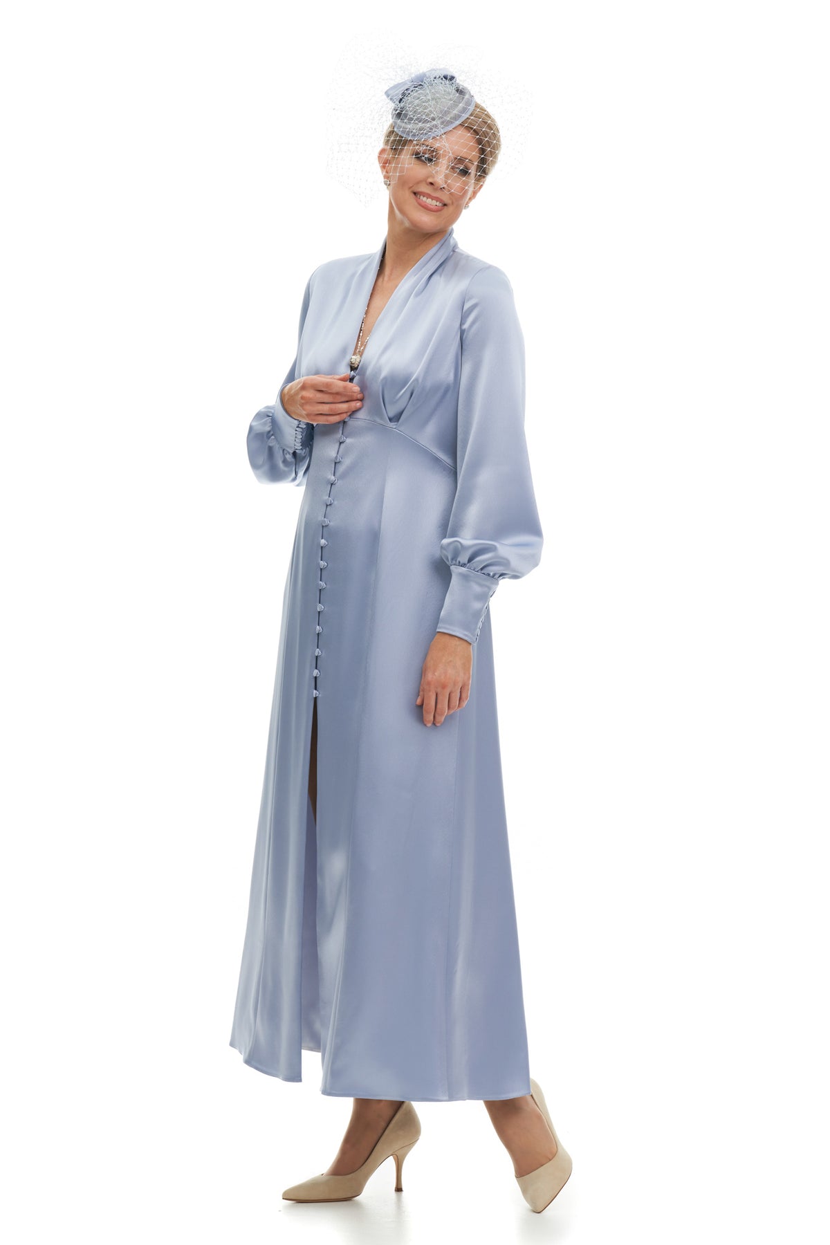 Occasion Wear - Forties Style Elegant Tea Length Button Front Dress