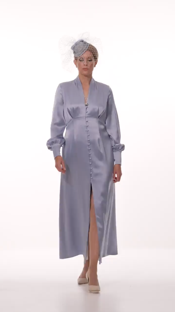 Occasion Wear - Forties Style Elegant Tea Length Button Front Dress