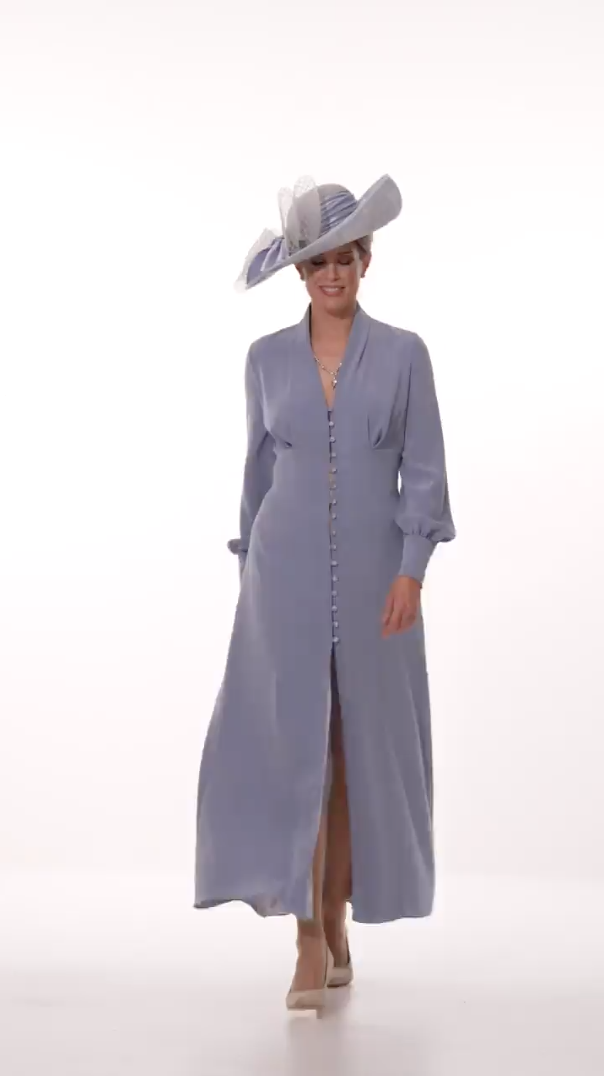 Occasion Wear - Forties Style Elegant Tea Length Button Front Dress