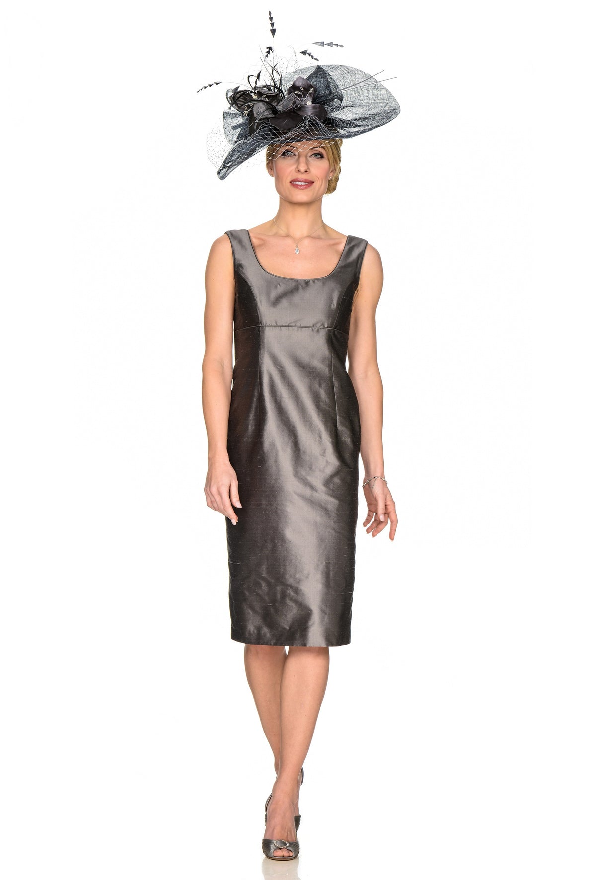 Grey Lace Coat and Silk Dress
