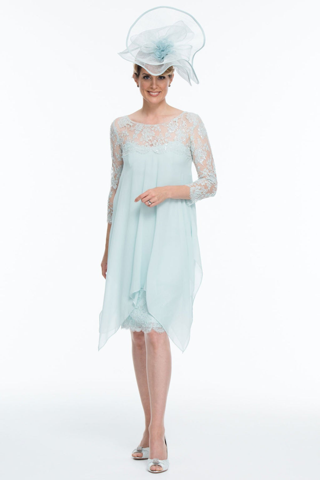 Occasion Wear - Handkerchief Silk Georgette Tunic and Dress with Beaded French Lace