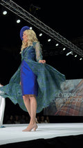 Tartan organza coat over straight silk Dress