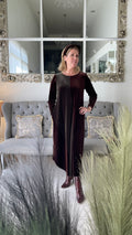 Flash Colour Block Velvet Dress in Chocolate and Olive