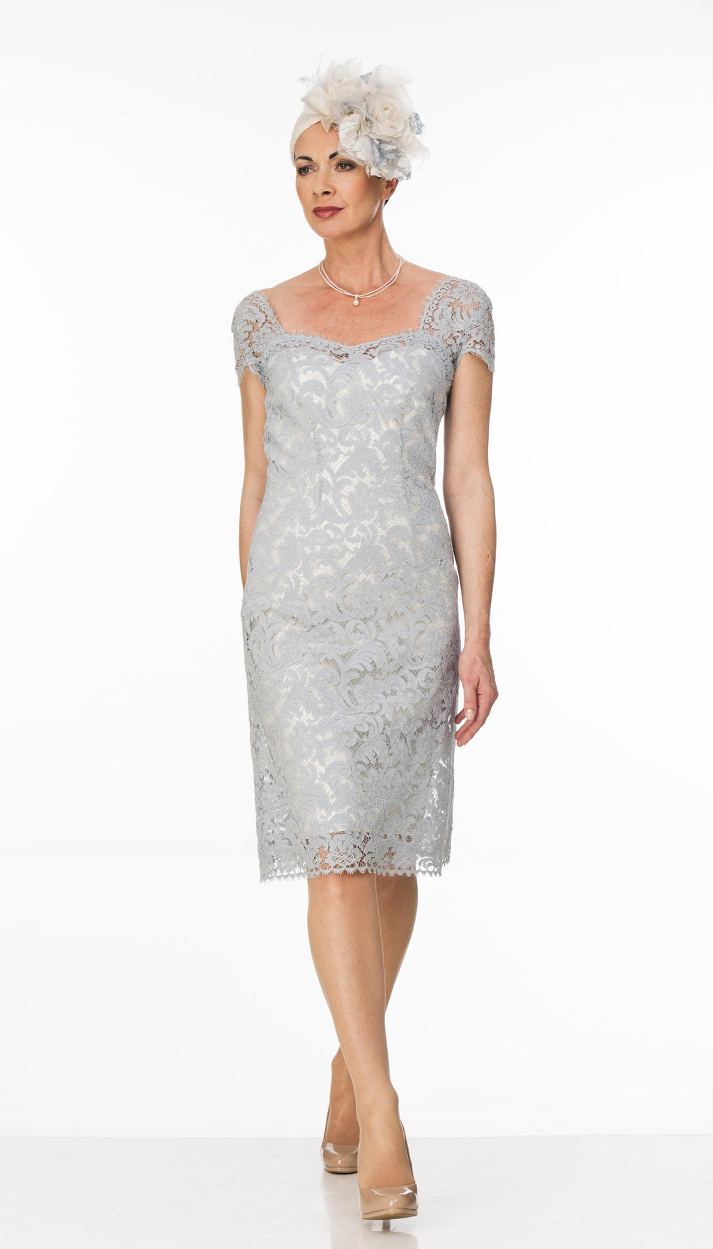 Ivory Wool Tulip Coat and Lace Dress