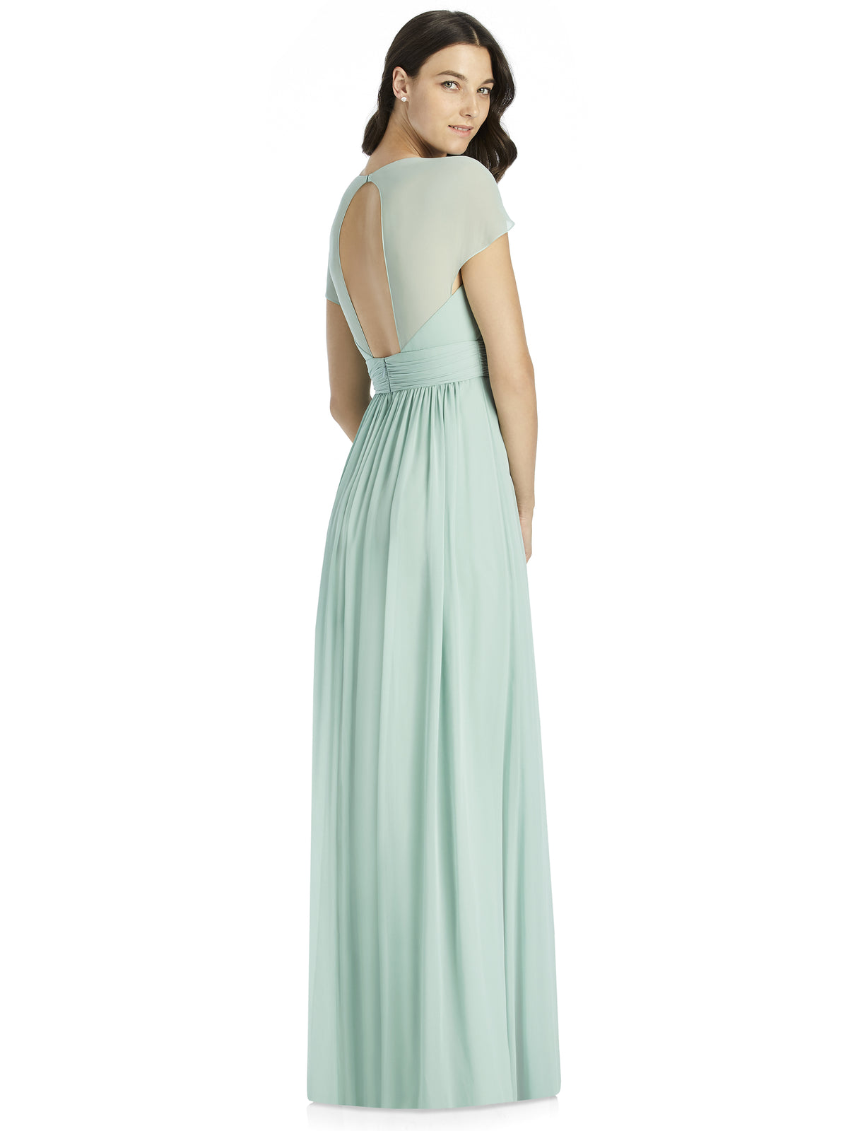 ARCHIVE SALE - JP Full-Length Cap Sleeve Seagrass Chiffon Dress, UK Size 14