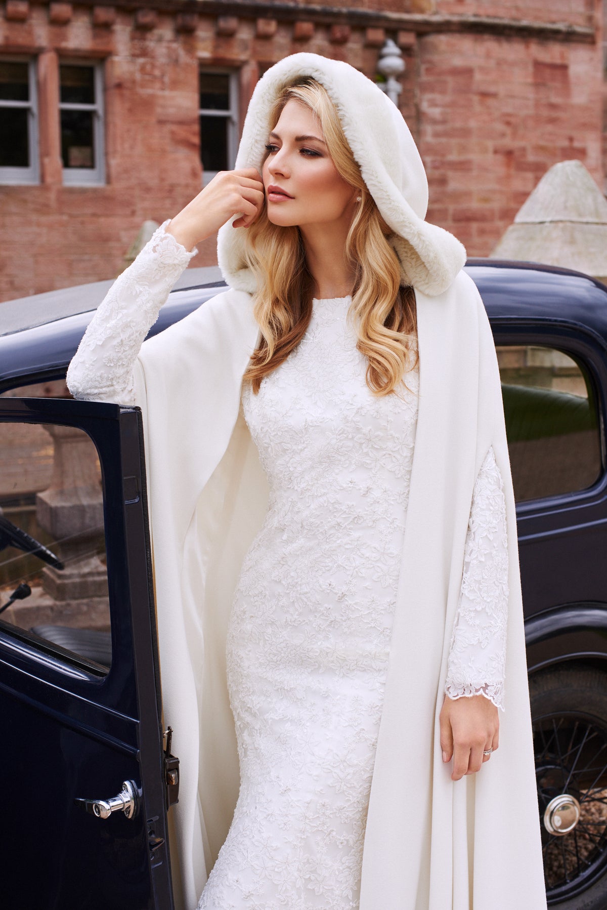 Wedding Cape  - Katerina with Faux Fur Trim on the Hood