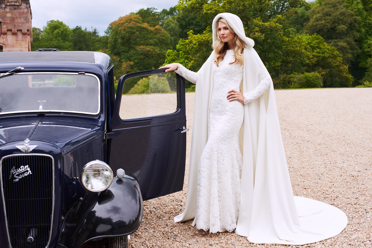 Wedding Cape  - Katerina with Faux Fur Trim on the Hood