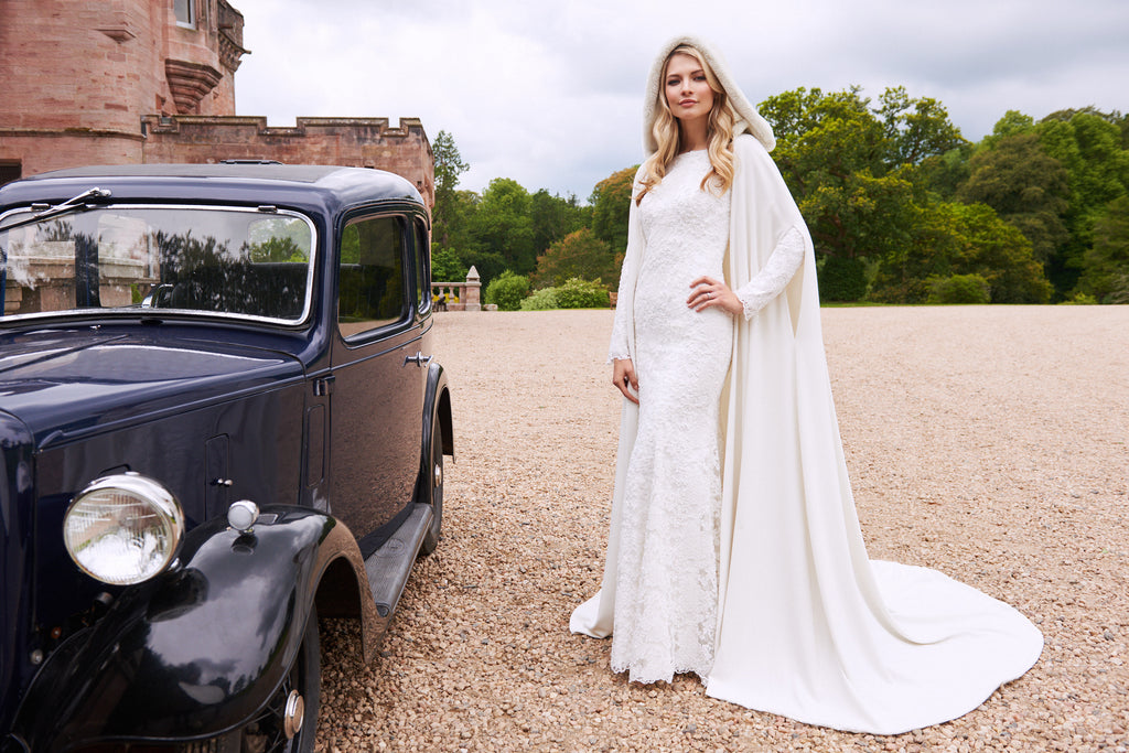 Wedding Cape  - Katerina with Faux Fur Trim on the Hood