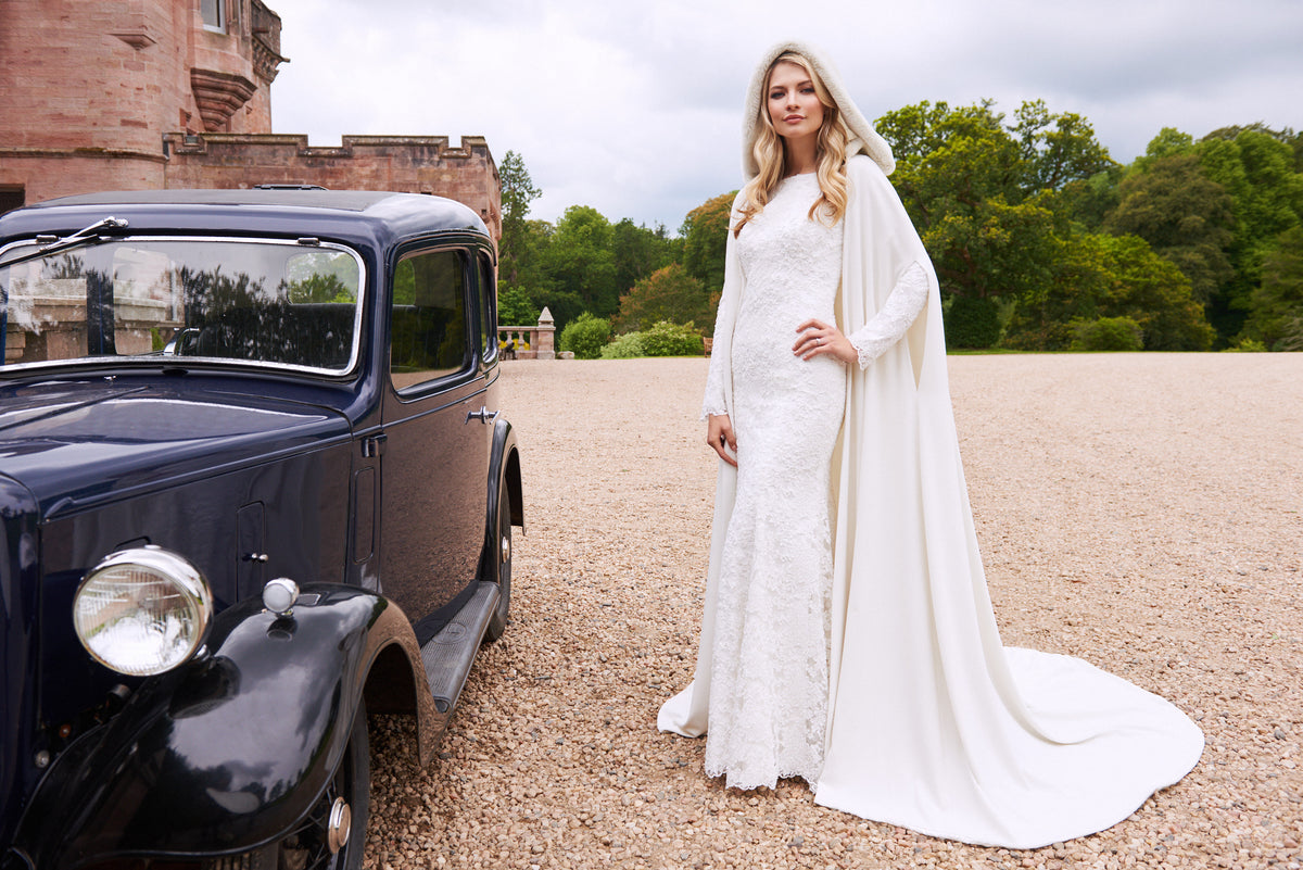 Wedding Cape  - Katerina with Faux Fur Trim on the Hood