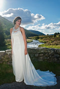 SALE - Halter Neck Bridal Gown with Flowing Skirt and Beaded Detail