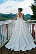 SALE - Satin A-Line Wedding Dress with Lace Back