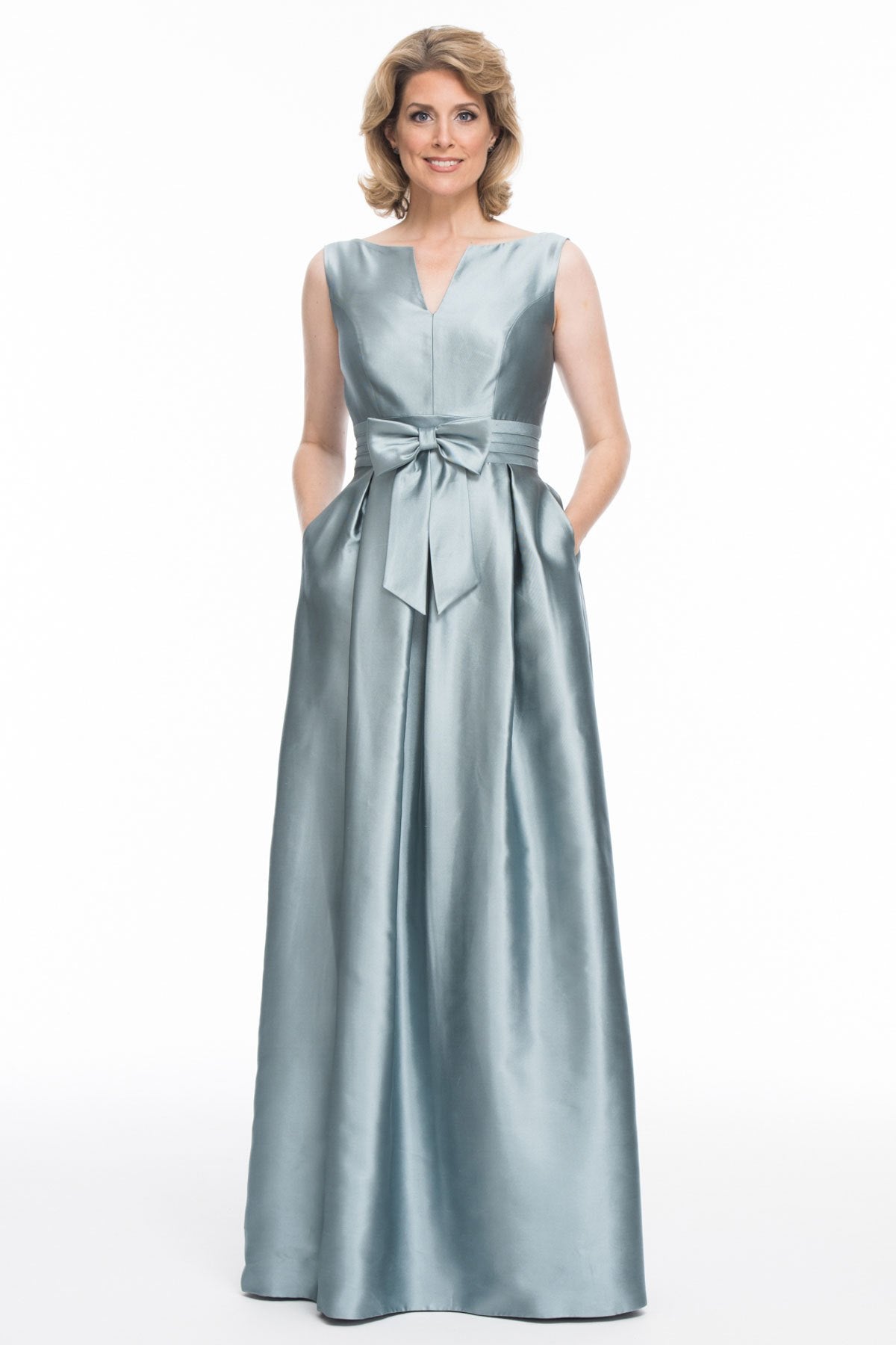 Occasion Wear - Long Shantung Silk Dress and Hand Beaded Cardigan