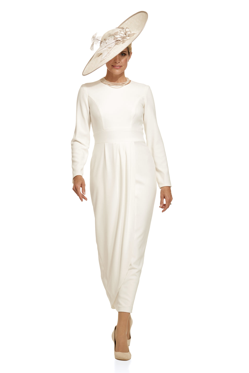 Occasion Wear - Long Sleeved Crepe Tulip Style Dress
