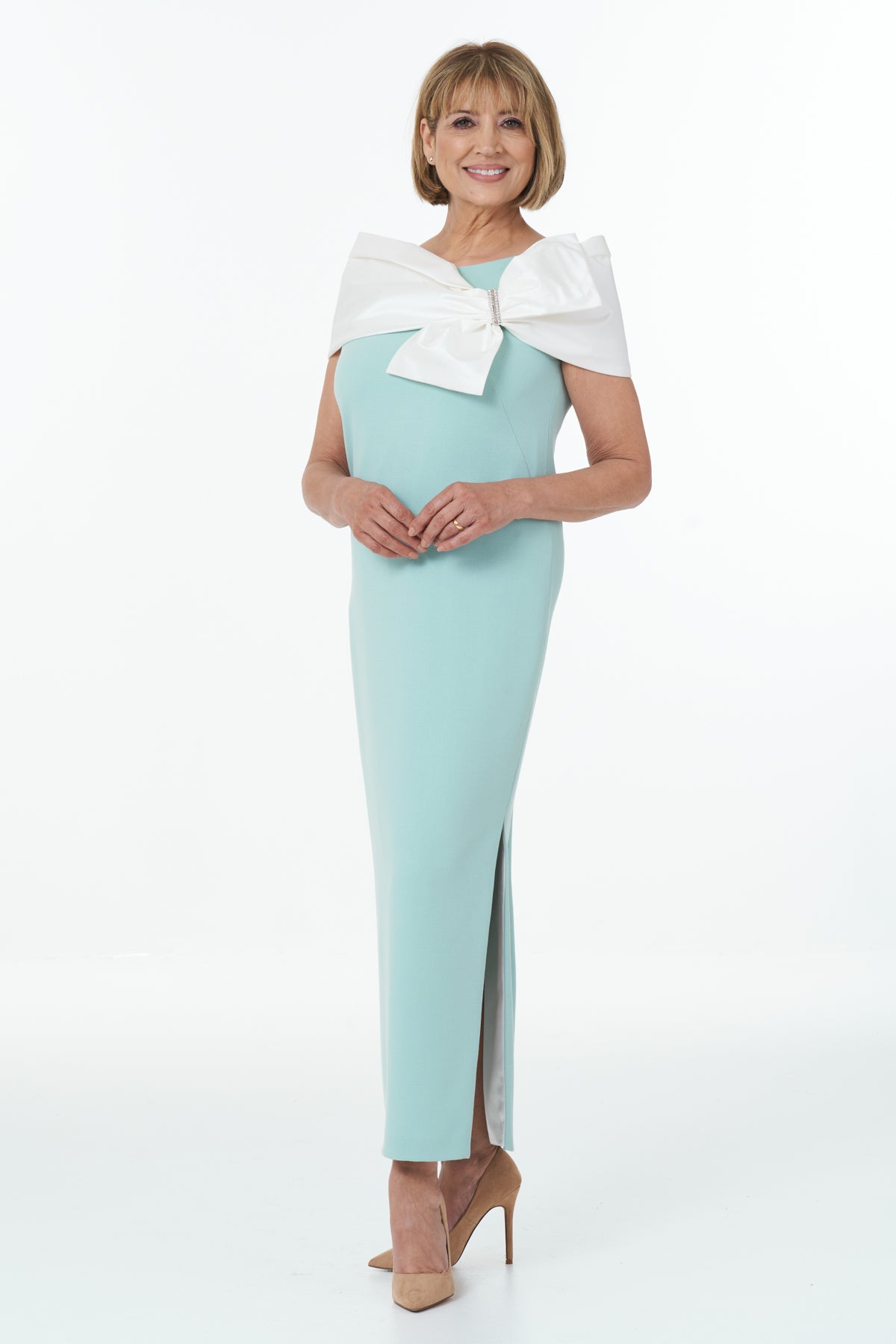Occasion Wear - Long Side Slit Dress in Mint