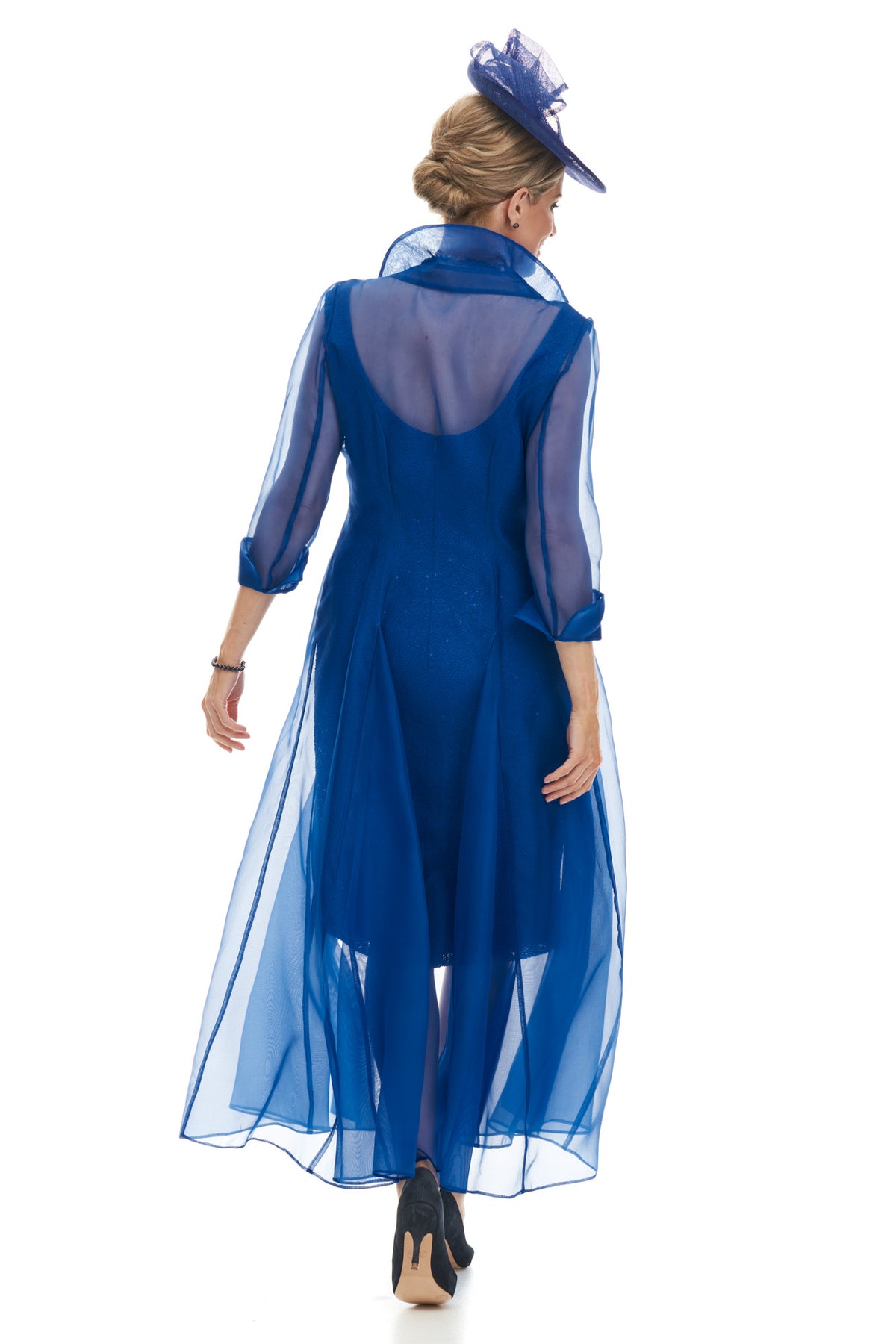 Occasion Wear - Organza Coat Over Sheath Dress with Sparkle