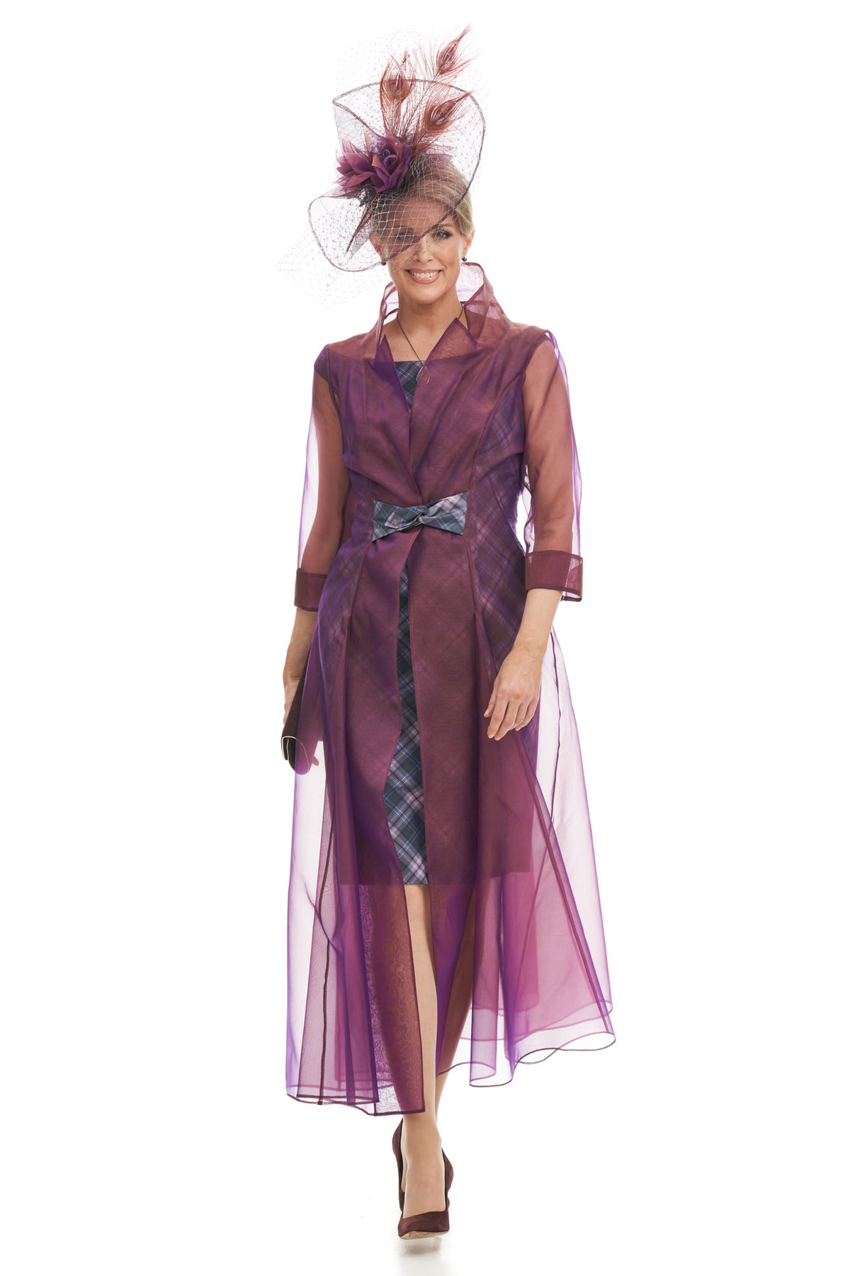 Tartan Organza Coat Over Short Tartan Dress