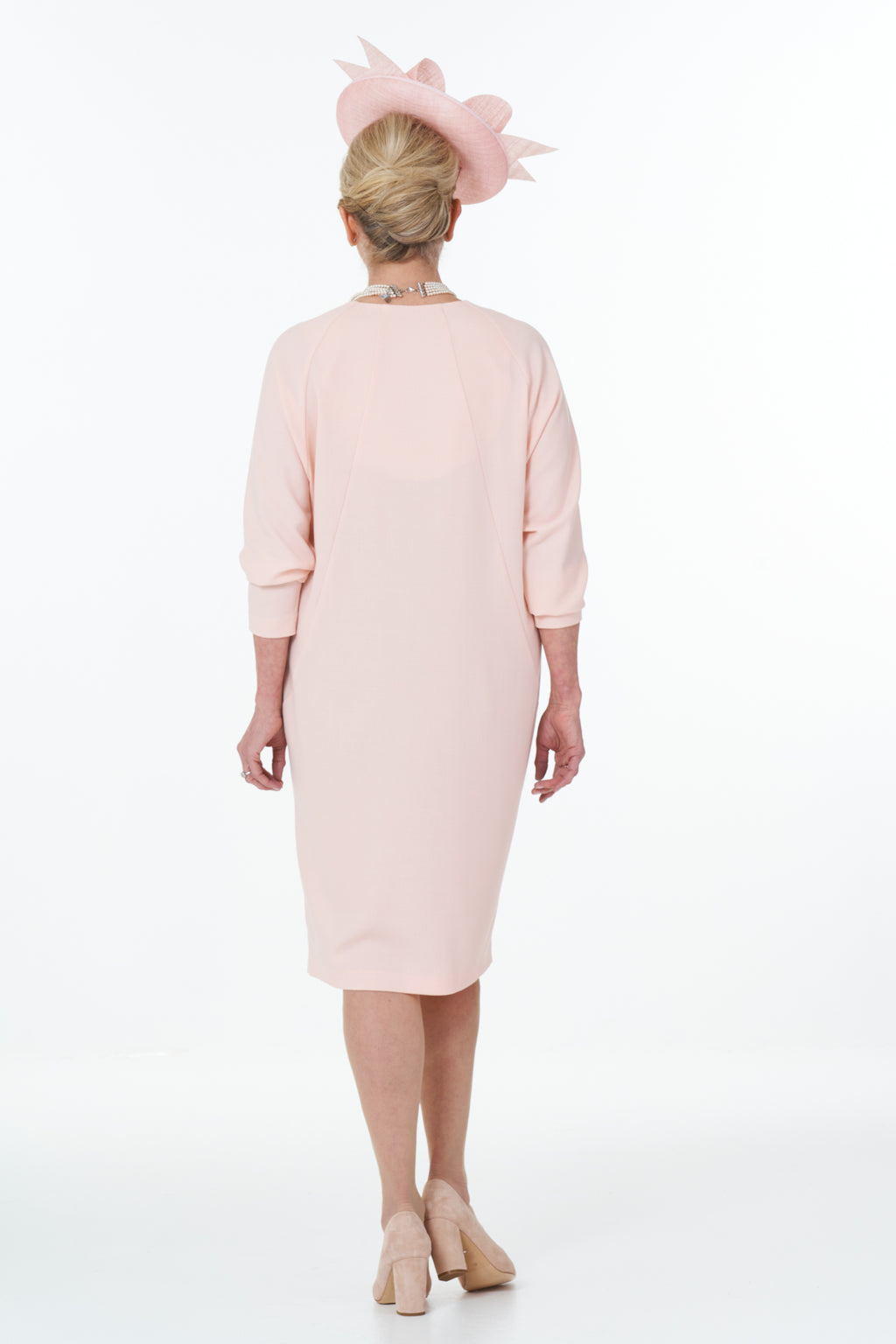 Occasion Wear - V-Neck Dolman Sleeve Short Dress with Deep Pockets in Pink
