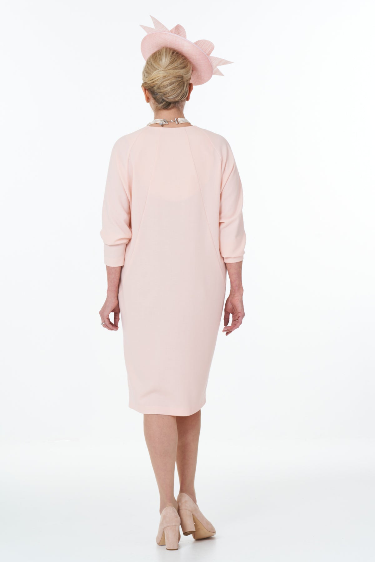 Occasion Wear - V-Neck Dolman Sleeve Short Dress with Deep Pockets in Pink