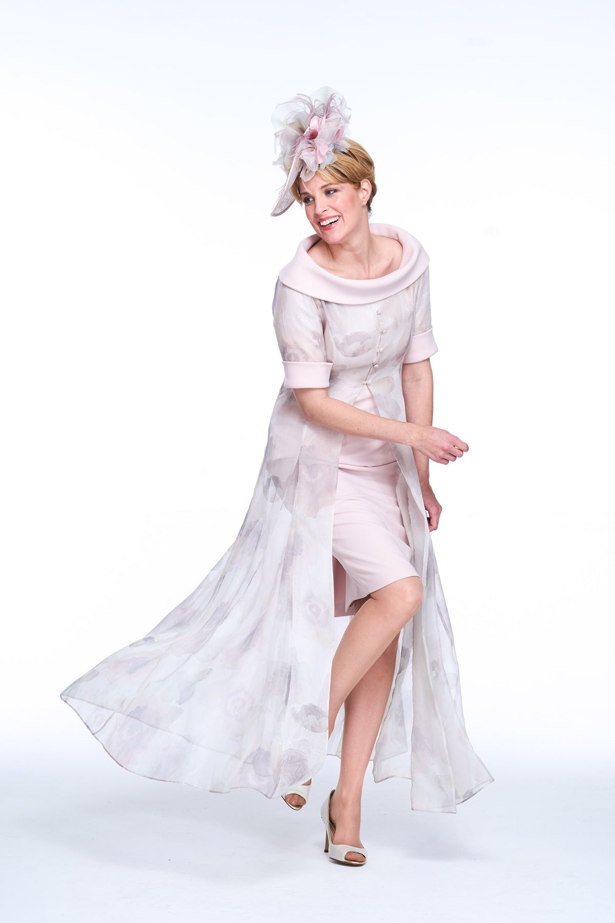 Occasion Wear - Printed Silk Organza Coat and Bardot Dress