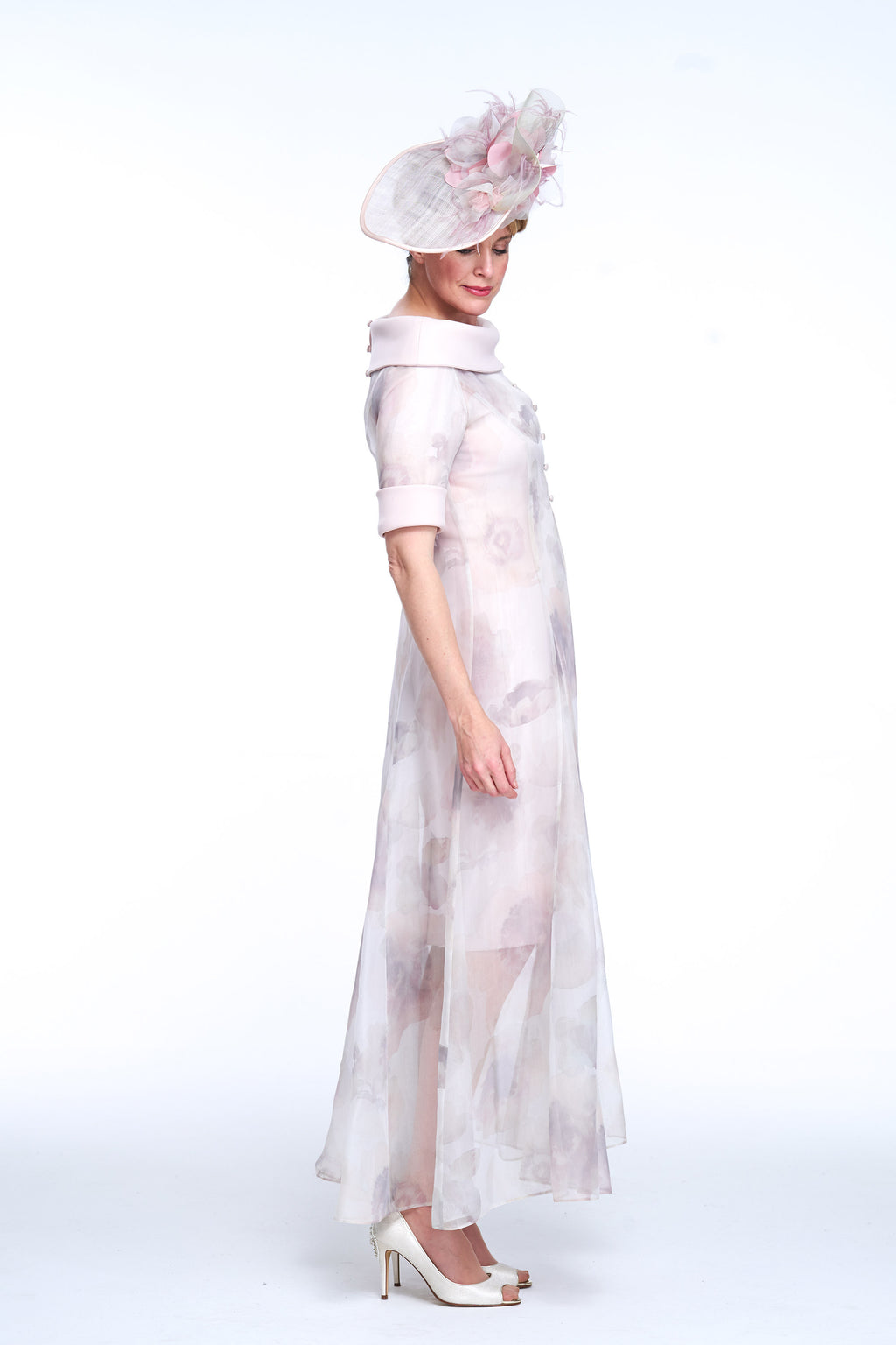 Occasion Wear - Printed Silk Organza Coat and Bardot Dress