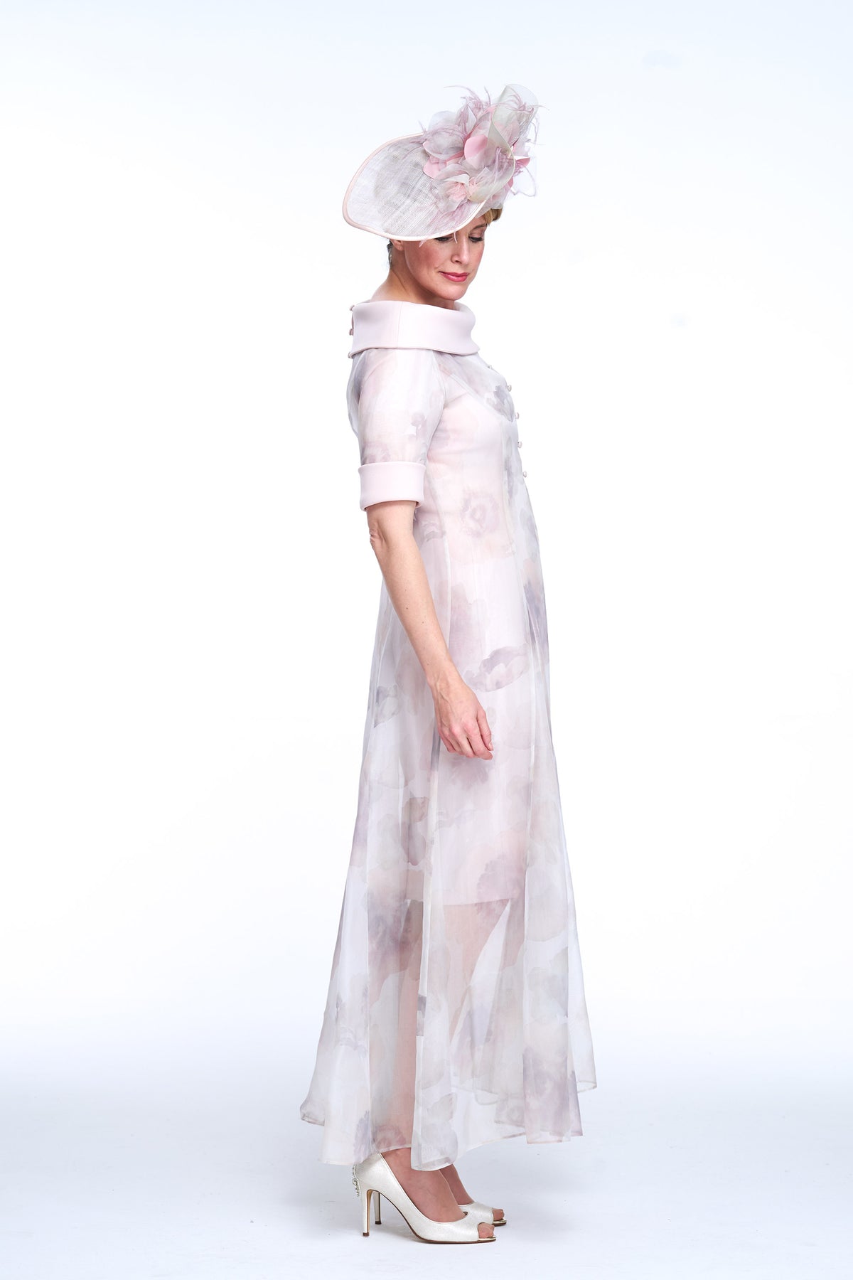 Occasion Wear - Printed Silk Organza Coat and Bardot Dress