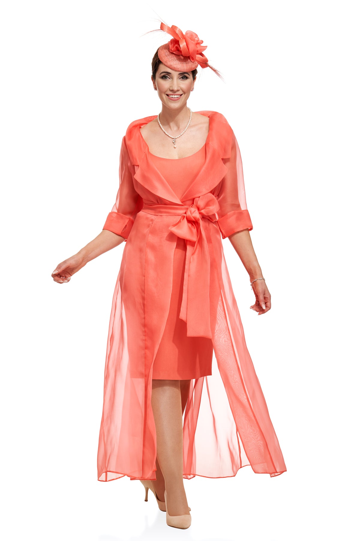 Occasion Wear - Romantic Silk Organza Coat Over Fitted Silk Dress