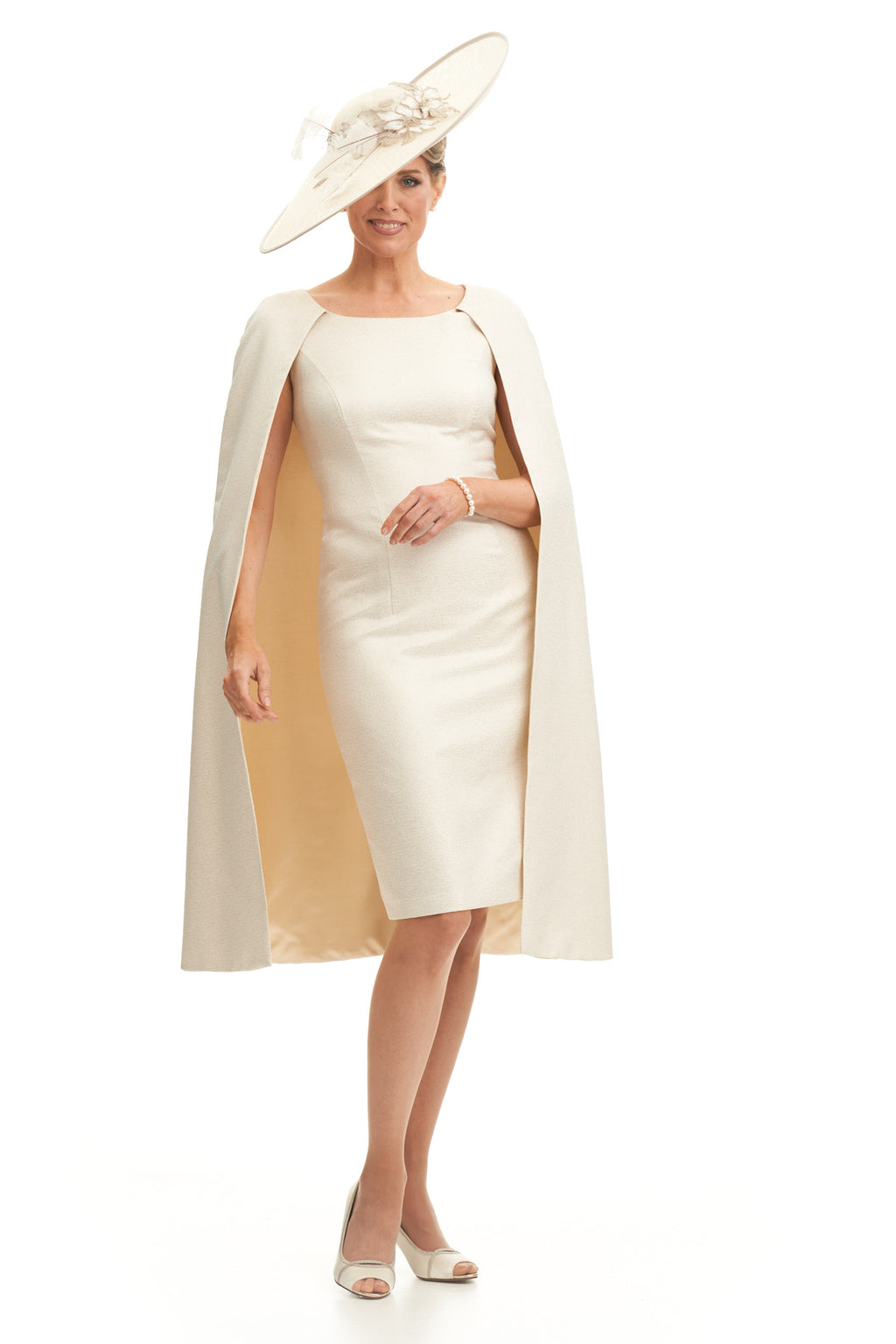 Occasion Wear - Sheath Dress with Detachable Cape