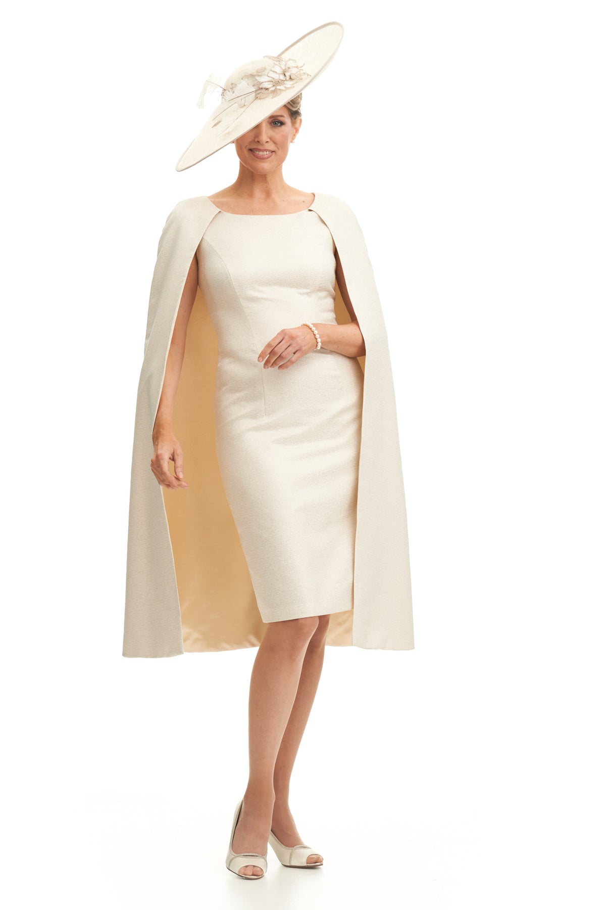 Occasion Wear - Sheath Dress with Detachable Cape